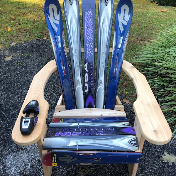 Adirondack Chair made with reclaimed snow skis