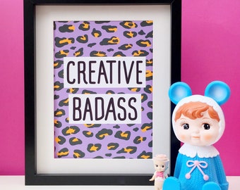 Creative Badass Leopard Print Wall Art Poster Print, A3 Or A4