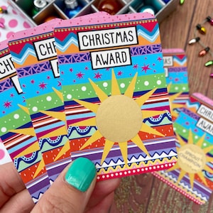Christmas Scratch Cards Pack Of TWELVE Christmas Awards Fun Table Decor, Xmas Card Inserts, Party Games Suitable For Kids, Holiday image 7