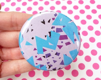 Quirky Terrazzo Print Purple Pocket Mirror, Hand Mirror, Purse Mirror, Pocket Mirror, Make-up Mirror Compact, 90s Print