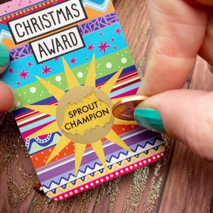 Christmas Scratch Cards Pack Of TWELVE Christmas Awards Fun Table Decor, Xmas Card Inserts, Party Games Suitable For Kids, Holiday image 1