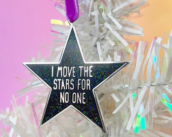 Christmas Tree Decoration (Purple), Star Holiday Ornament Enamel Keepsake - I Move The Stars For No One - Labyrinth Movie 80s Eighties Film