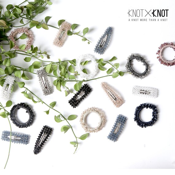 Trendy Biz Beaded Hair Clip Bridal Tic Tac Snap Hair Pin Etsy