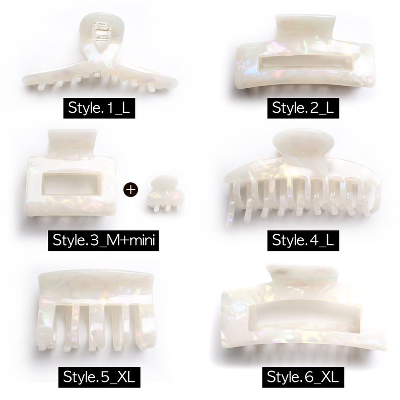 Cellulose Hair clipHair clawhair barrettewhite aurora hair clawcellulose barretteXL hair claw