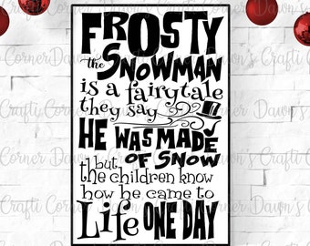 Frosty the Snowman Christmas Sign SVG File (Digital Download)
