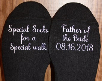 Personalized Father of the Bride Dress Socks, Special Walk Wedding Gift