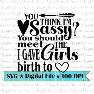Divertente SVG; Maglietta divertente Svg; Svg impertinente; Penso di essere Sassy Svg; Maglietta divertente per la mamma; Camicia mamma Svg; Camicia mamma impertinente Svg; Incontra le ragazze che ho partorito