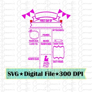 First Day Of School Board SVG: Photo Prop Design (Digital Download)