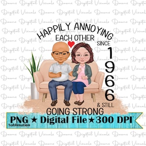 Happy Couple Since 1966 PNG: Anniversary Digital Download