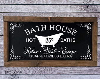 thumbnail image 2 of Rustic Brown Cast Iron Wall Hook With Hot Baths 25 Cents Soap & Towel Extra Sign 2 of 5