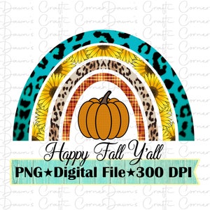 Fall Pumpkin Rainbow PNG: Sublimation Design (Digital Download)
