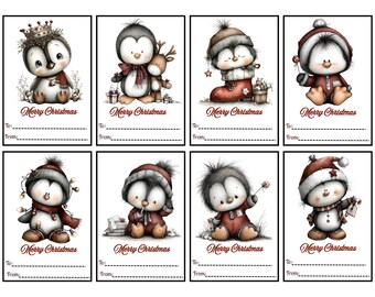 Christmas Penguin Gift Tags, Set of 24 (Printable)
