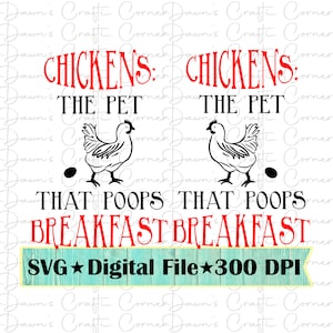 Huhn-Svg; Das Haustier, das Frühstück kackt; Lustige Küchenhandtücher; Lustiges Huhn-Svg; Geschirrtuch Cricut; Silhouette; Png; Hühnerhandtücher