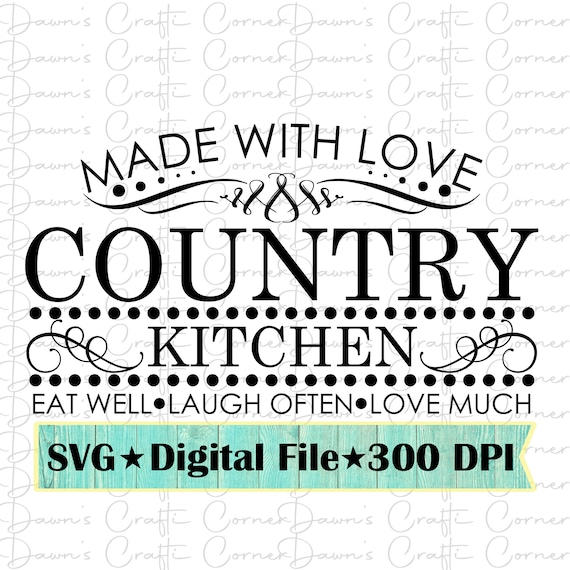 COUNTRY KITCHEN 木製サインとハンガーセット Country Kitchen Sign SVG: Farmhouse Kitchen Decor (digital