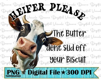 Śmieszna koszulka z krową PNG: Heifer Please Design (pobieranie cyfrowe)