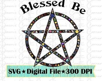 Blessed Be Pentacle Sublimation Design: Pagan Waterslide File (Digital Download)
