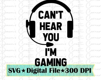 Archivo SVG de la camiseta "No te escucho, estoy jugando" (descarga digital)