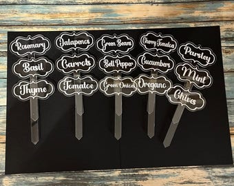 Personalized Herb Markers, 5 Inch Acrylic Garden Stakes, Custom Plant Labels for Vegetables, Modern Outdoor Decor, Gift for Plant Lover