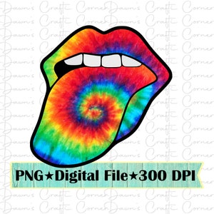 Tie Dye Mouth Tongue Png: Sublimation Design (Digital Download)