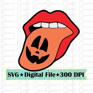 Funny Pumpkin Tongue SVG: Halloween Mouth Cut File (Digital Download)