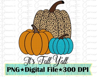 Fall Pumpkins PNG: Leopard Print Sublimation Design (Digital Download)