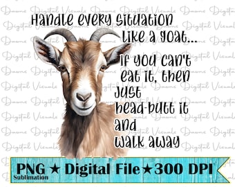 Funny Goat PNG: Head-Butt It Design (Digital Download)