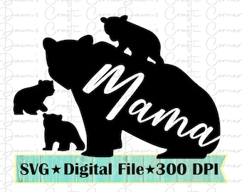 Mamá Osa con Cachorros SVG: Diseño de camiseta para mamá (Descarga digital)
