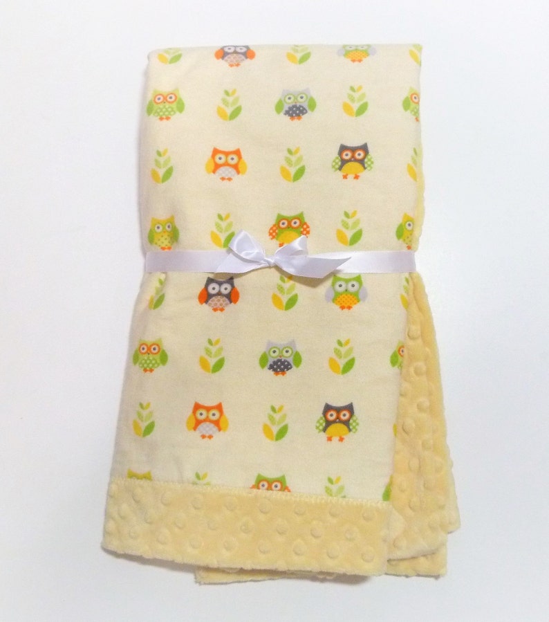 Minky Blanket Yellow Baby Blanket Yellow Minky Girl Blanket Boy Blanket Gender Neutral Minky Minky Flannel Blanket Owl Blanket