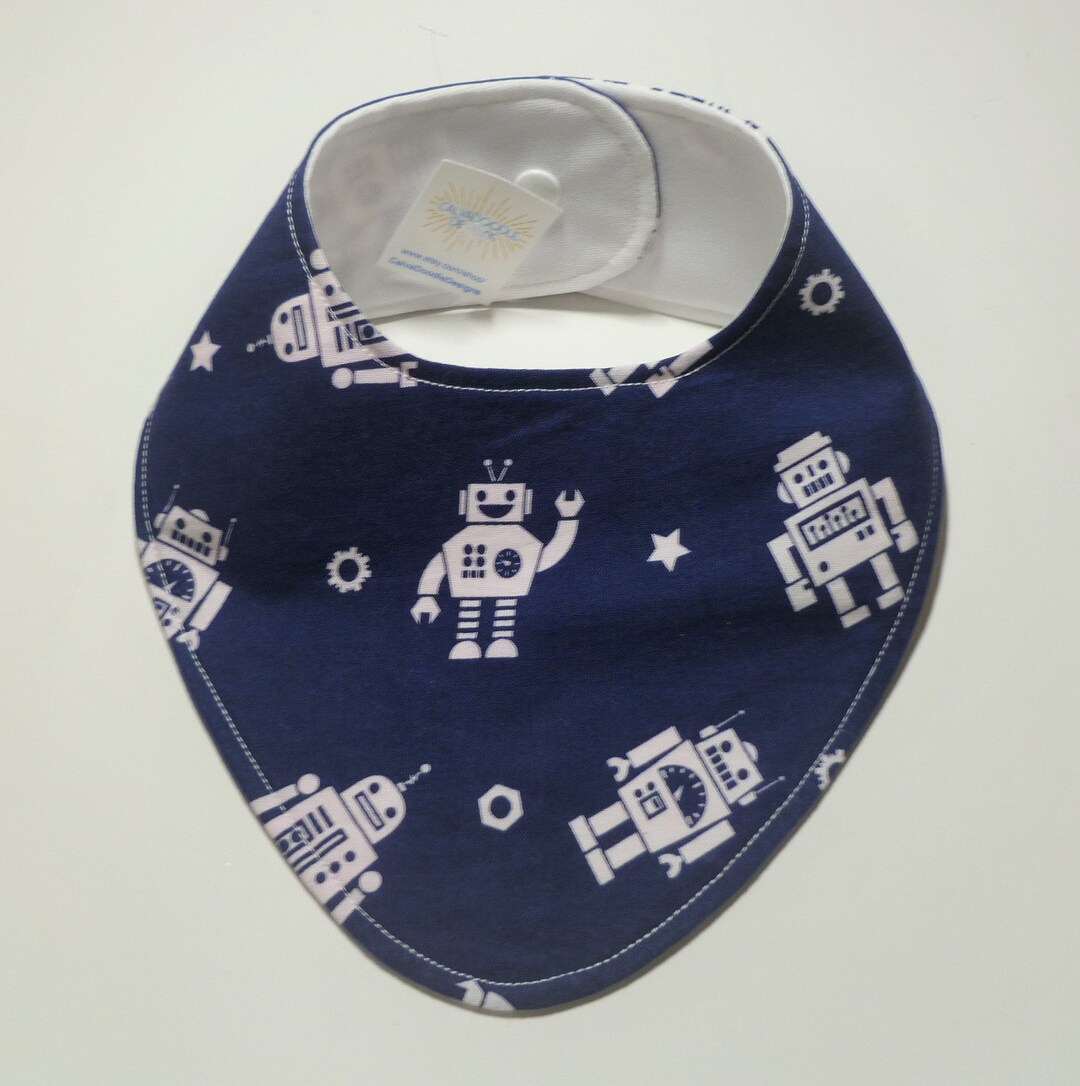 Baby Boy Bib Robot Bib Robot Birthday Robot Bibdana Waterproof Etsy