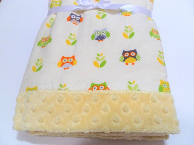 Minky Blanket Yellow Baby Blanket Yellow Minky Girl Blanket Boy Blanket Gender Neutral Minky Minky Flannel Blanket Owl Blanket