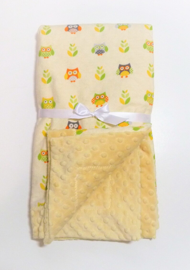 Minky Blanket Yellow Baby Blanket Yellow Minky Girl Blanket Boy Blanket Gender Neutral Minky Minky Flannel Blanket Owl Blanket