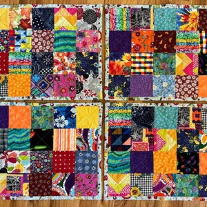 SET OF 4 placemats: Quilted reversible cotton patchwork
