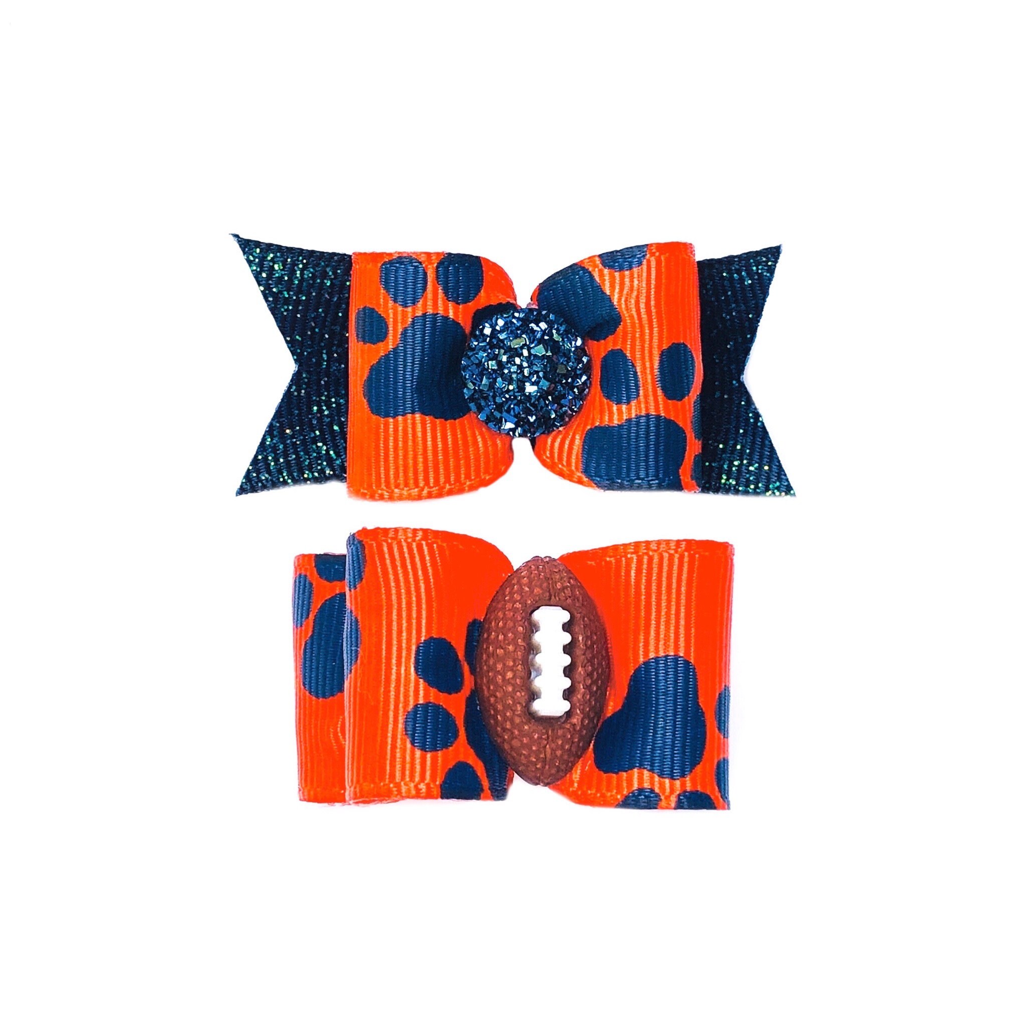 Dog Hair Bows Auburn Tigers Orange Blue Pet Hair Bows Double