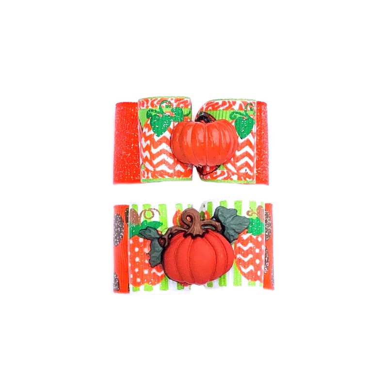 Dog Hair Bows Thanksgiving Pumpkins Pet Bow Fall Autumn Glitter Dog Bow Pumpkin Dog Bow Elastics Barrette