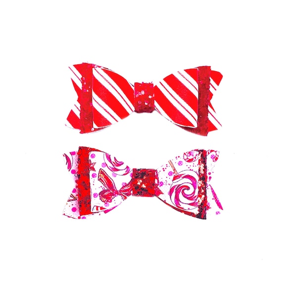 Dog Hair Bows 58 Christmas Candy Cane Dog Bow Peppermint Dog Bow Puppy Single Loop Topknot Bow