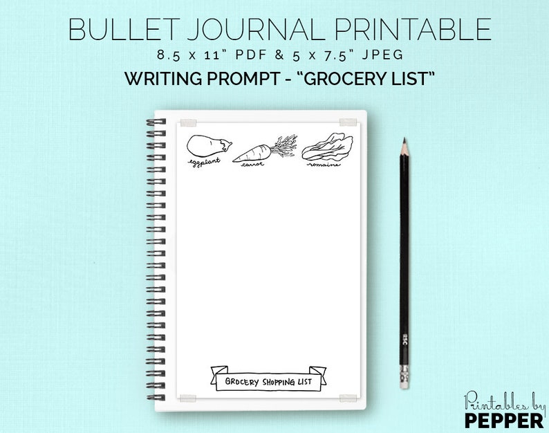 Grocery List Bullet Journal Printable Planner BuJo Art | Etsy