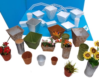 12th Scale Miniature Plant Pot SVG, Cricut Silhouette (Instant Download)