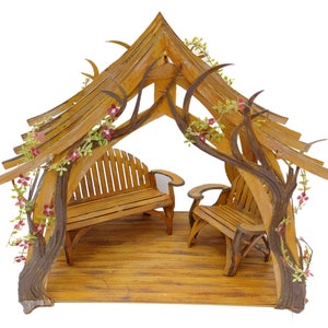 SVG and Studio3 files for garden arbor/pergola/gazebo, for Cricut or Silhouette, 12th scale miniature. Instant download.