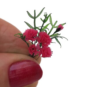 SVG & DXF file 12th scale and 6th scale carnation flowers and leaves for Cricut and Silhouette. Instant Download.