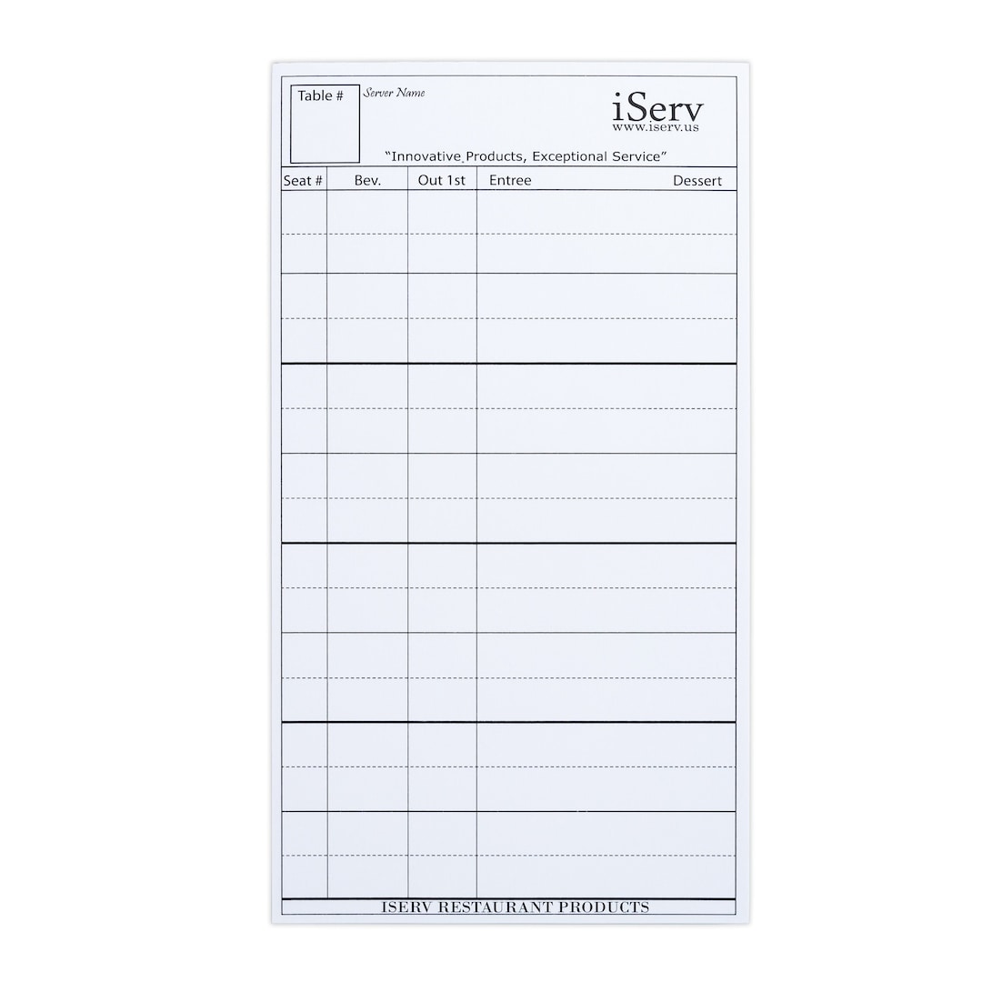 Iserv Order Pads Server Pads Pack of 10 Order Pads Designed by Servers Iserv Order Pads Server Pads Pack of 10 Order Pads Designed by Servers