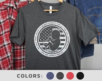 Patriotic Pro-Life Unisex Tee: Life, Liberty, Declaration of Independence