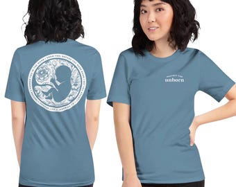 Protect the Unborn FRONT / Jeremiah 1:5 BACK — Pro-Life Anti-Abortion Tee | Choose Life T-shirt | Christian Conservative Shirt