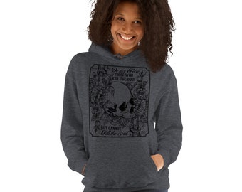 Do Not Fear Skull + Floral Unisex Hoodie | Black on Gray Matthew 10:28 Bible Verse Sweater | Christian Floral Sweatshirt