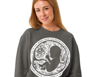 Floral Pro-Life Anti-Abortion Unisex 100% Cotton Comfort Colors Crewneck Sweatshirt | Knit In The Womb Jeremiah 1:5 Bible Verse Shirt