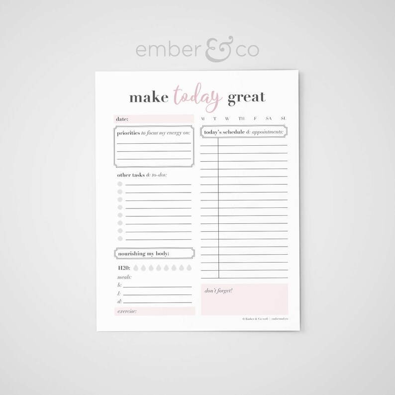 Daily Planner Printable / Letter Half Page A4 Personal / | Etsy