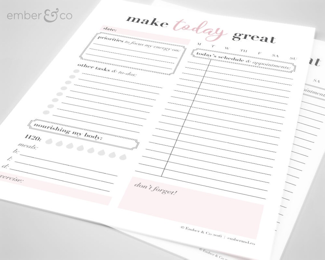 Daily Planner Printable / Letter Half Page A4 Personal / | Etsy