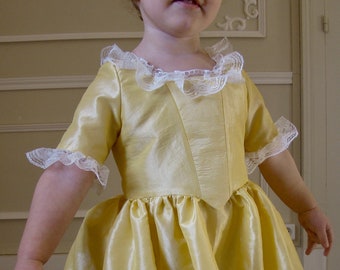 Girls' Marie-Antoinette dress in yellow taffeta