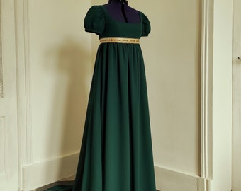Historical 1st Empire Regency dress in colored muslin