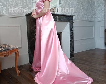 1800 Regency pink satin dress, luxury quality satin