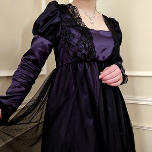 Emma style Regency dress, satin and black lace